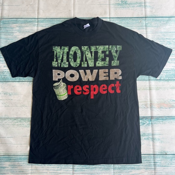 Alstyle Apparel & Activewear Other - Streetwear Black Graphic T-Shirt with Money Power Respect Design